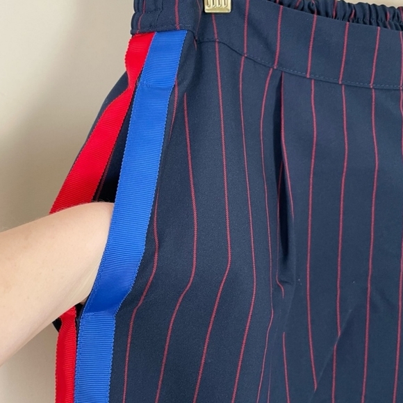 La Ligne for Target Side Stripe Wide Leg Plus Size Trousers Navy/Red 1X - Picture 8 of 11